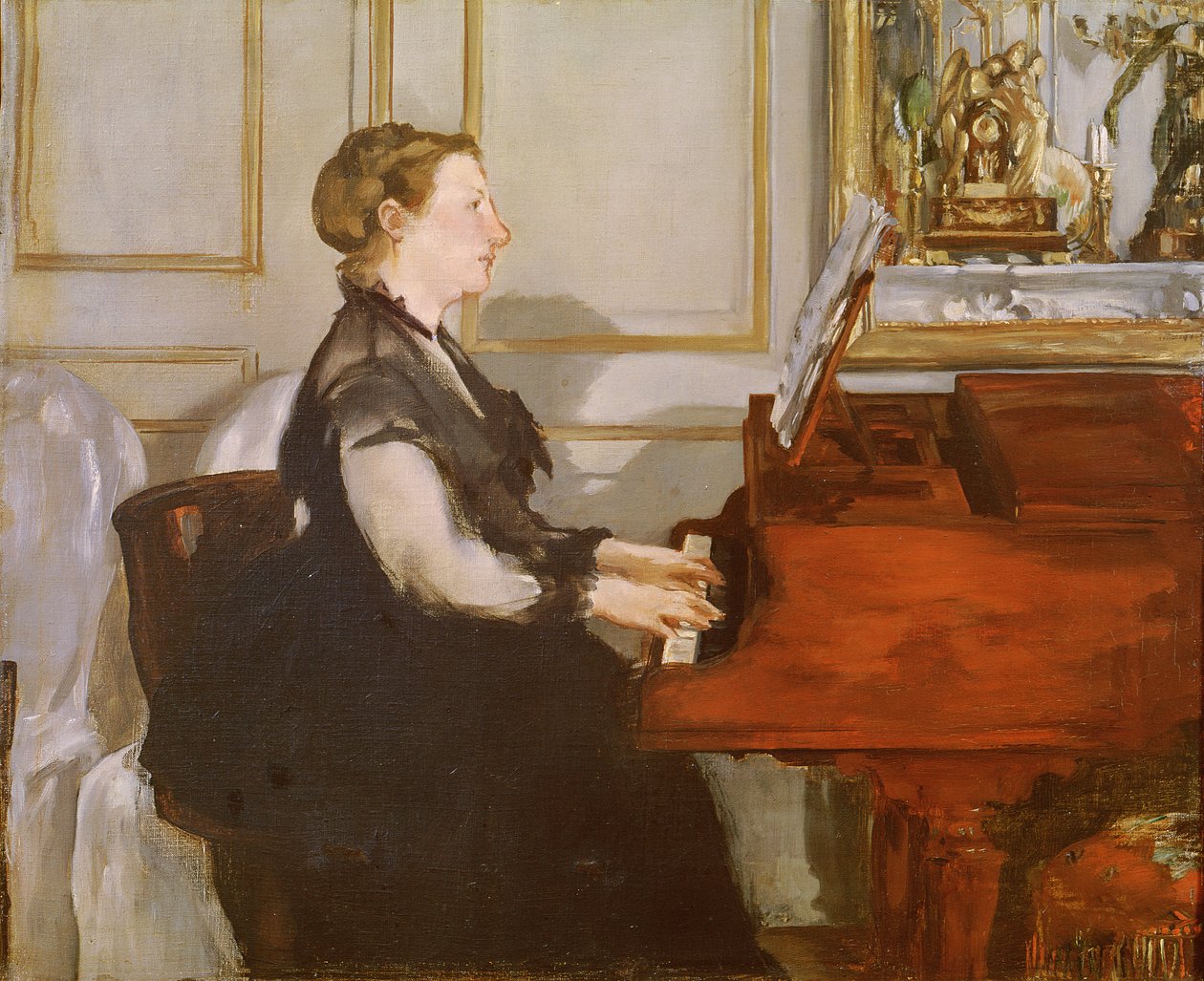 Madame Manet aan de piano, 1868 door Édouard Manet