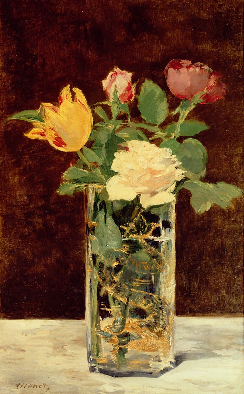 Rozen en tulpen in een vaas, 1883 door Édouard Manet