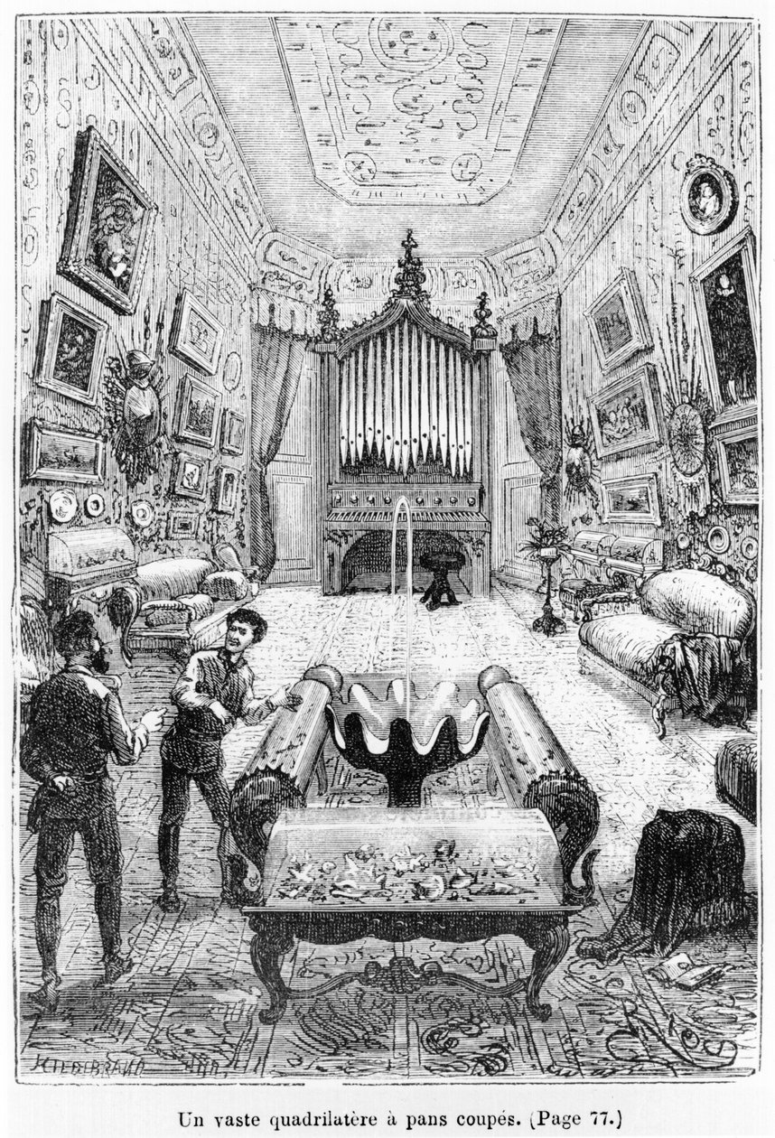 Interieur van de Nautilus, illustratie uit 