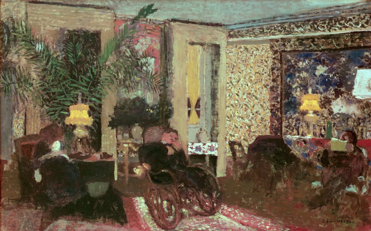 Interieur of, De Salon met Drie Lampen, 1899 door Edouard Vuillard
