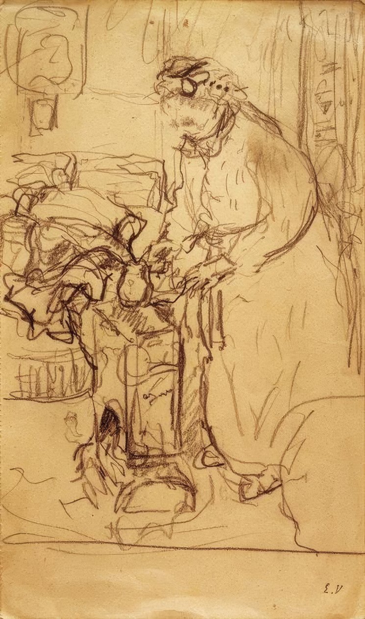 Mevrouw Vuillard voor een petroleumkachel door Edouard Vuillard