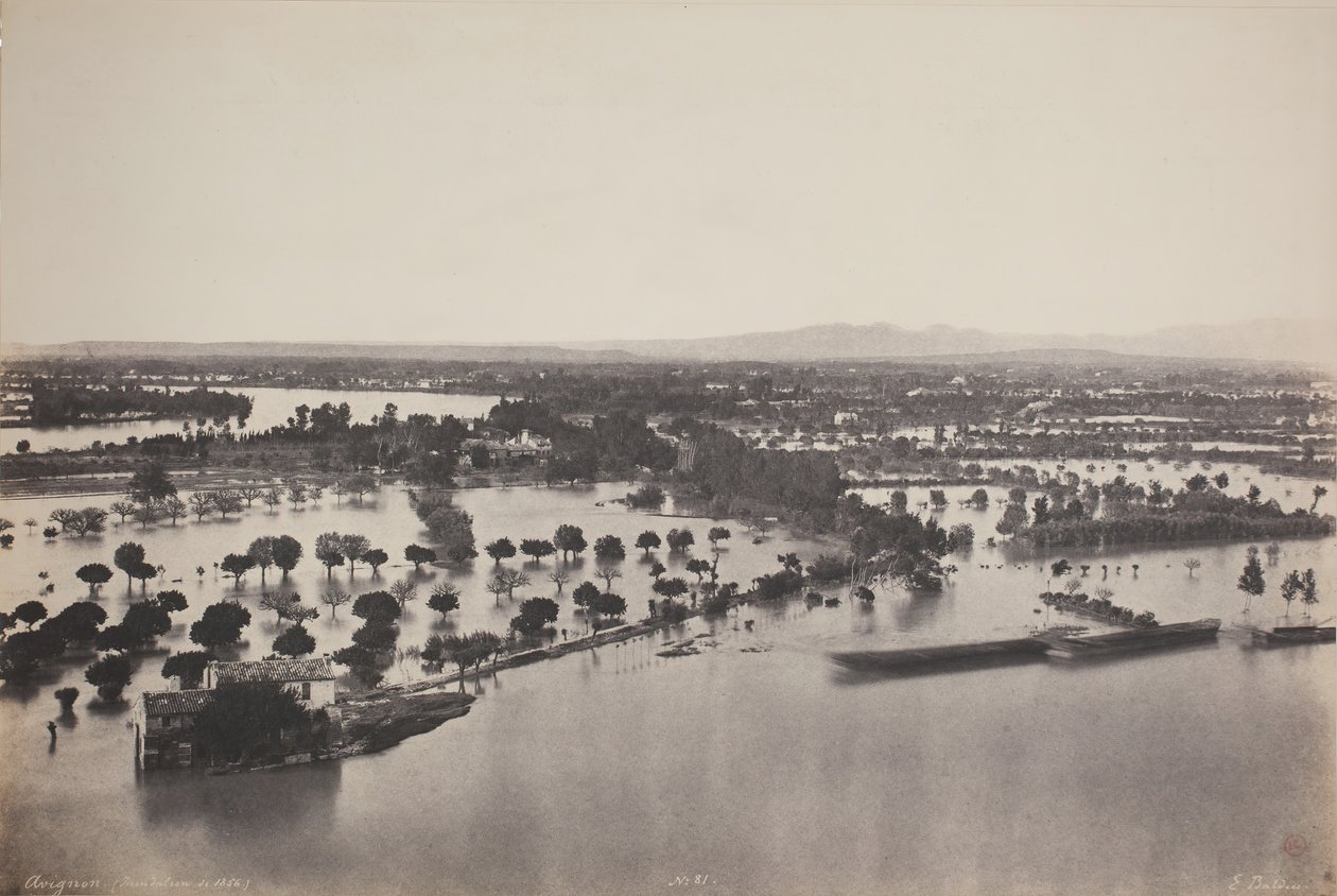 Overstroming van Avignon, 1856 door Édouard Baldus