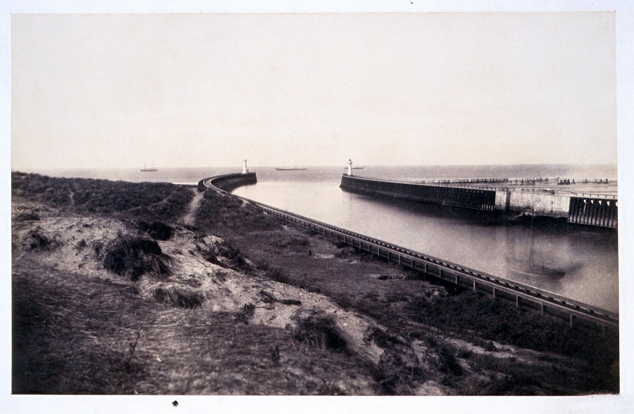 Ingang van de haven van Boulogne door Édouard Baldus