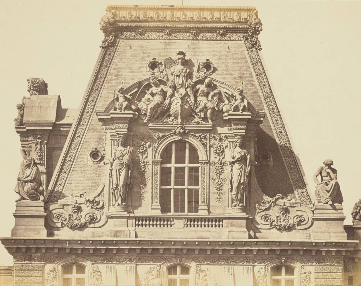 [Het dak van het Paviljoen Turgot, Louvre, Parijs] door Édouard Baldus
