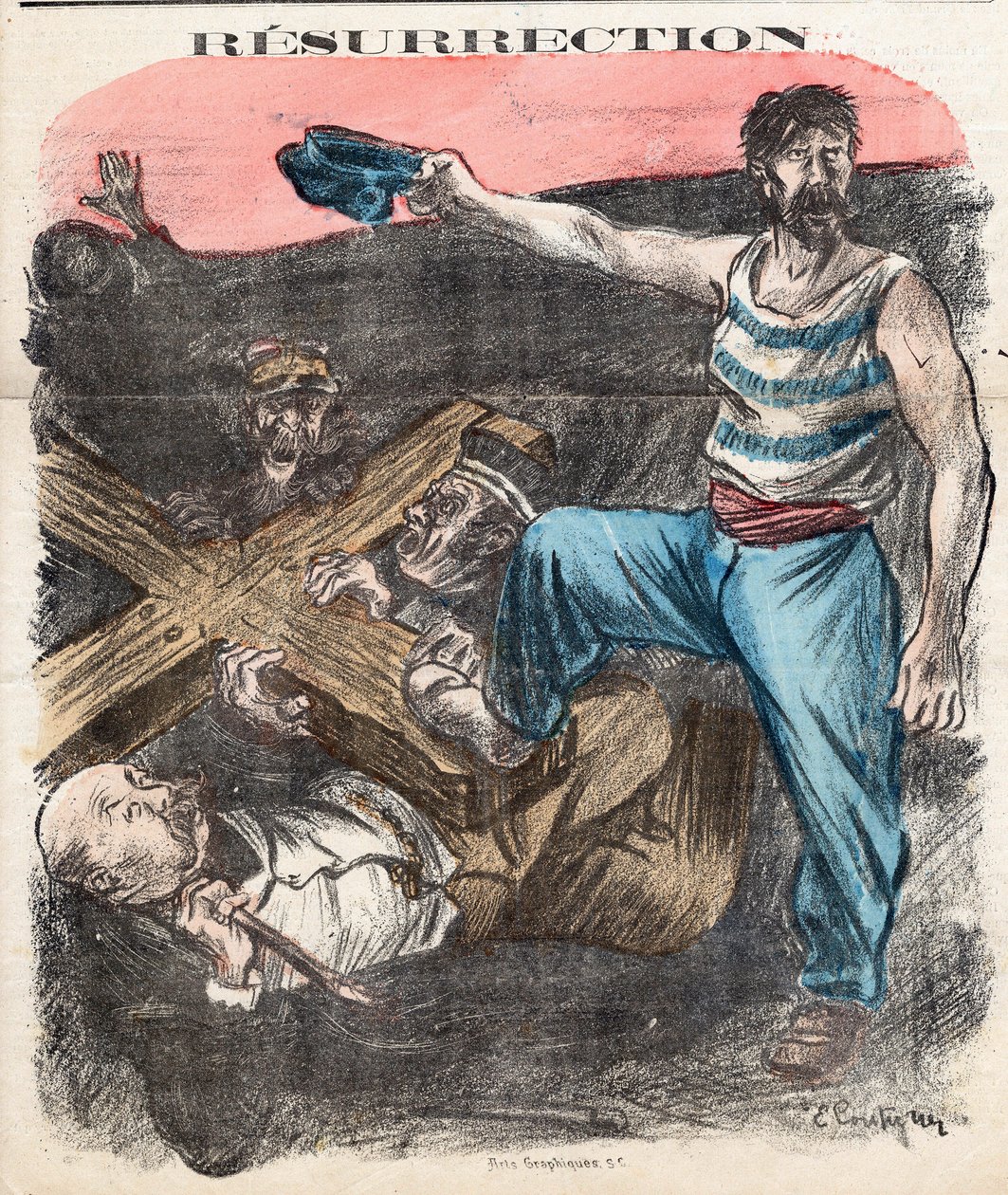 Omslag van "De Socialistische Chambard", nummer 71, Satirisch in kleuren door Edouard Couturier