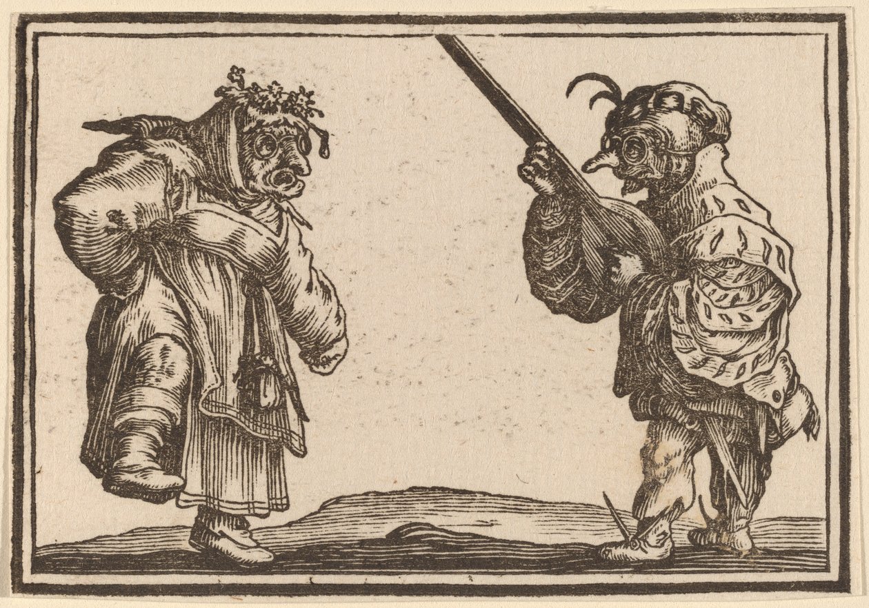 Dansers met luit door Edouard Eckman after Jacques Callot