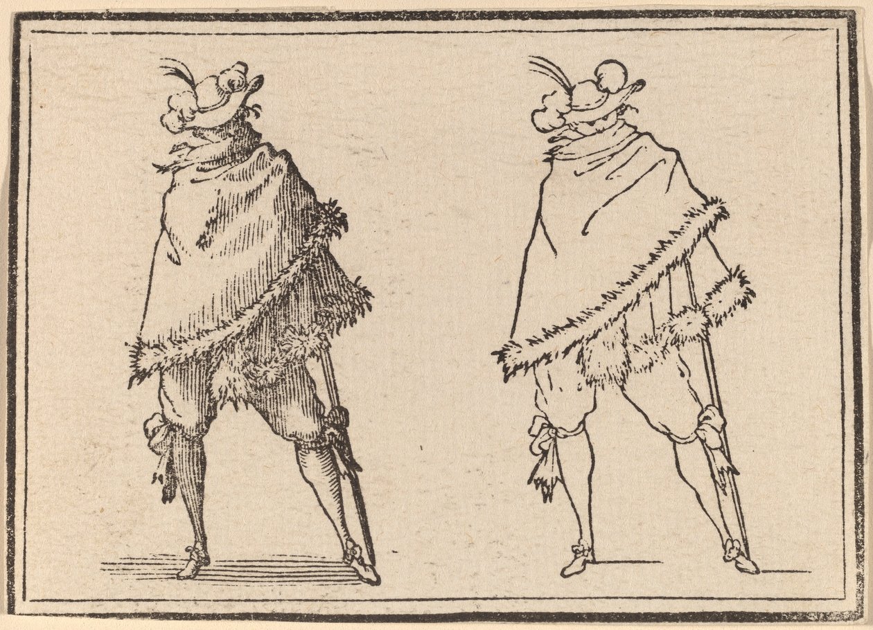 Heer Gehuld in zijn Mantel door Edouard Eckman after Jacques Callot