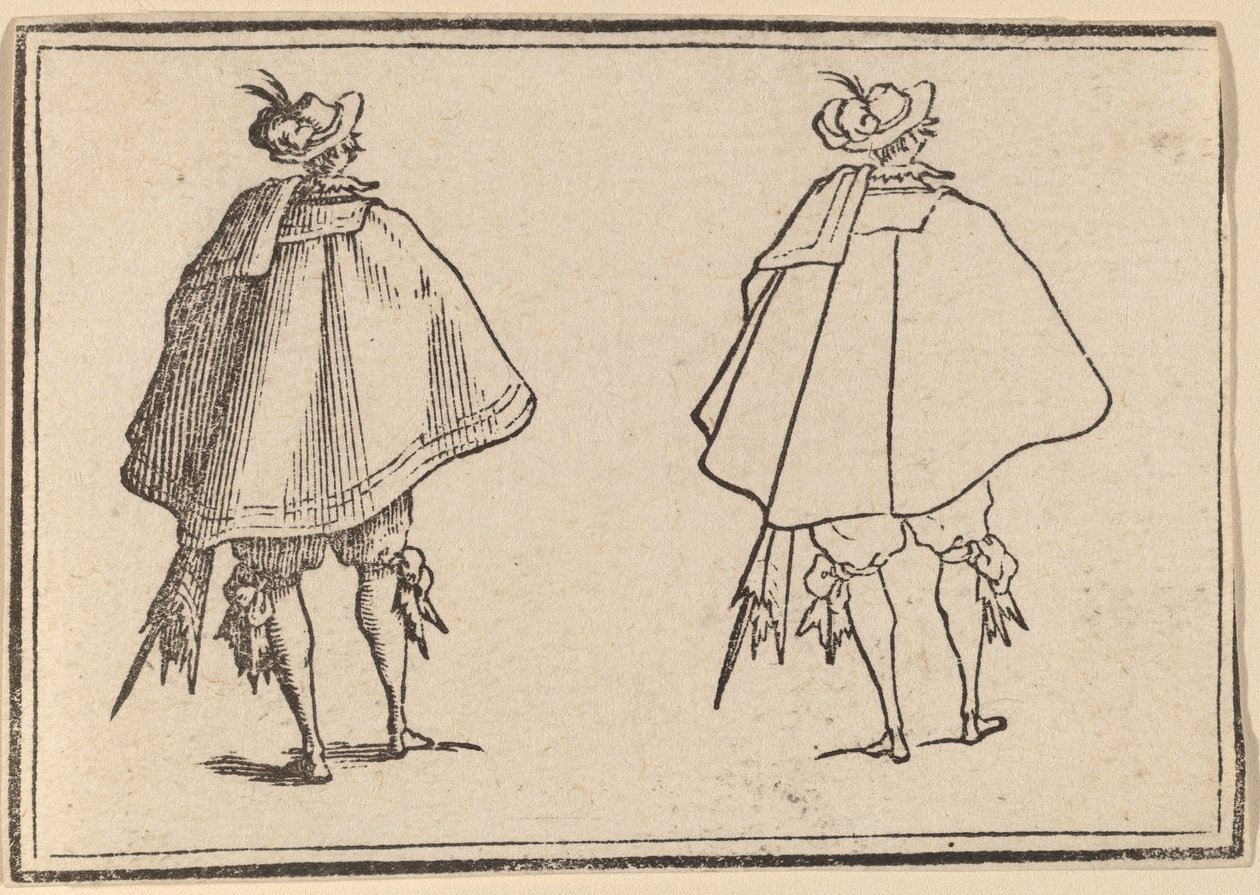 Heer in Grote Mantel, van Achteren Gezien door Edouard Eckman after Jacques Callot