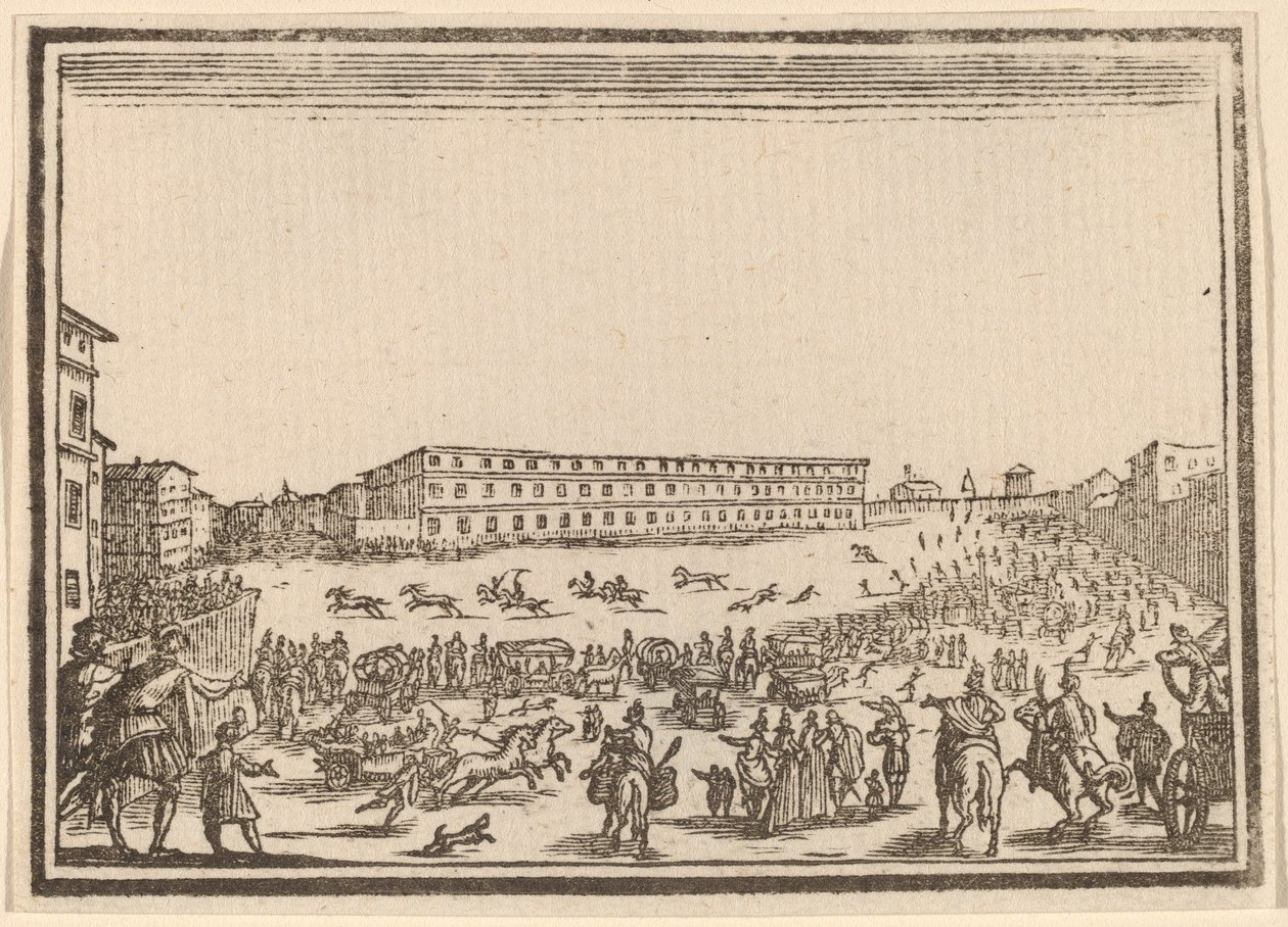 Piazza Presso alla Porta al Prato door Edouard Eckman after Jacques Callot