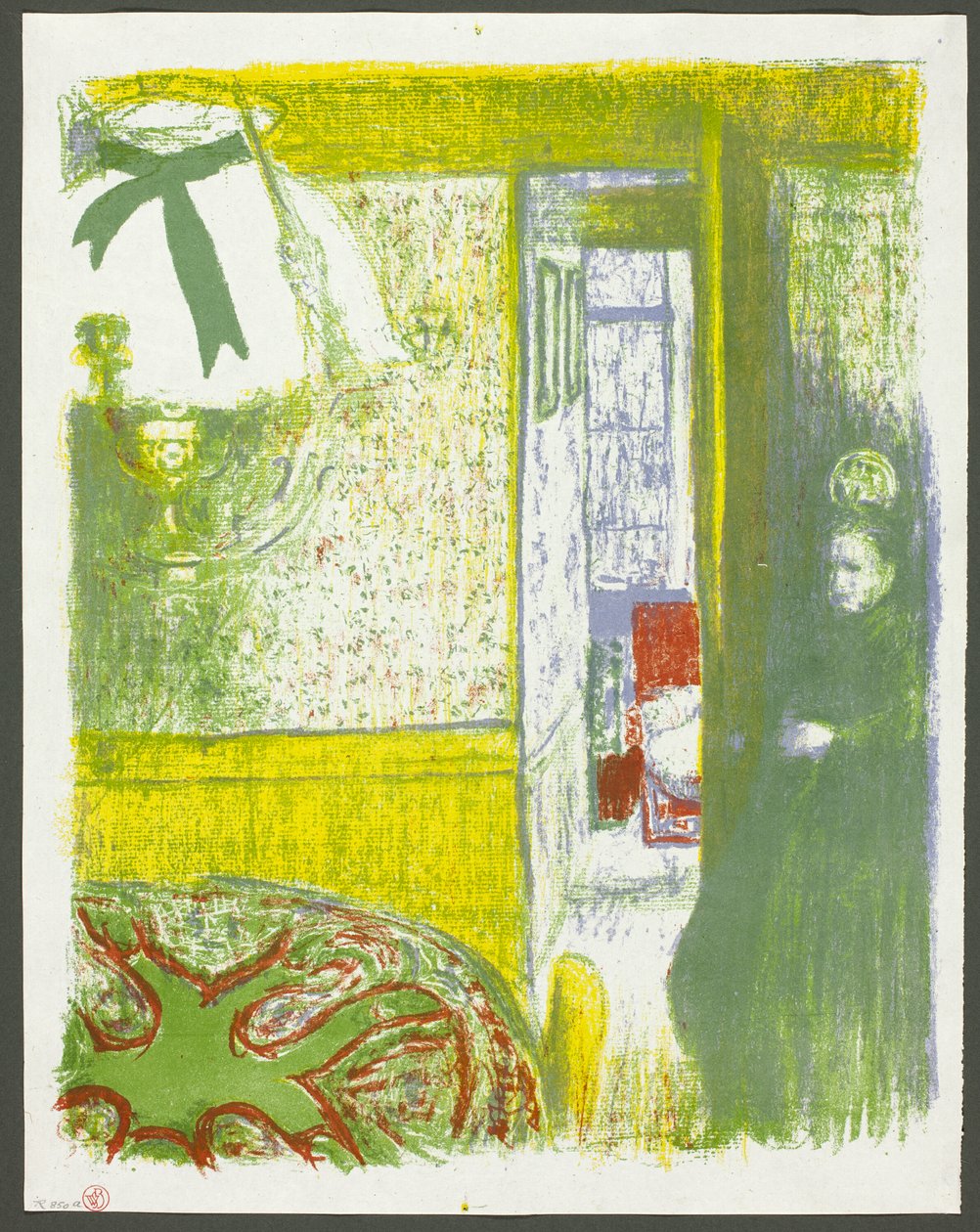Interieur met hanglamp, plaat vier uit Landschappen en interieurs door Édouard Jean Vuillard