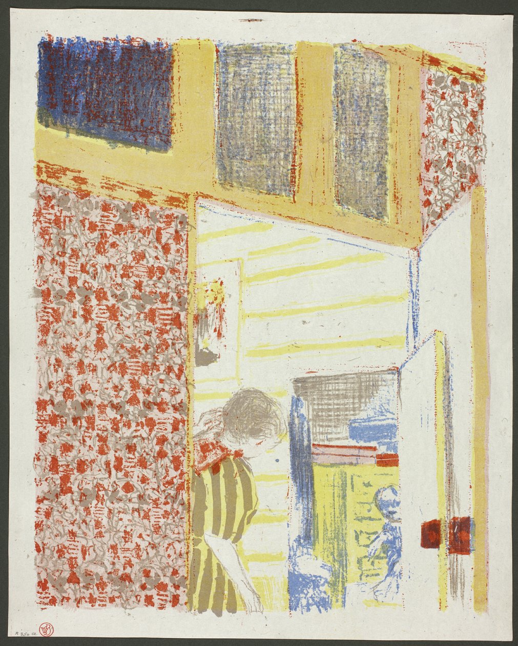 Interieur met roze behang III, plaat zeven uit Landschappen en interieurs door Édouard Jean Vuillard