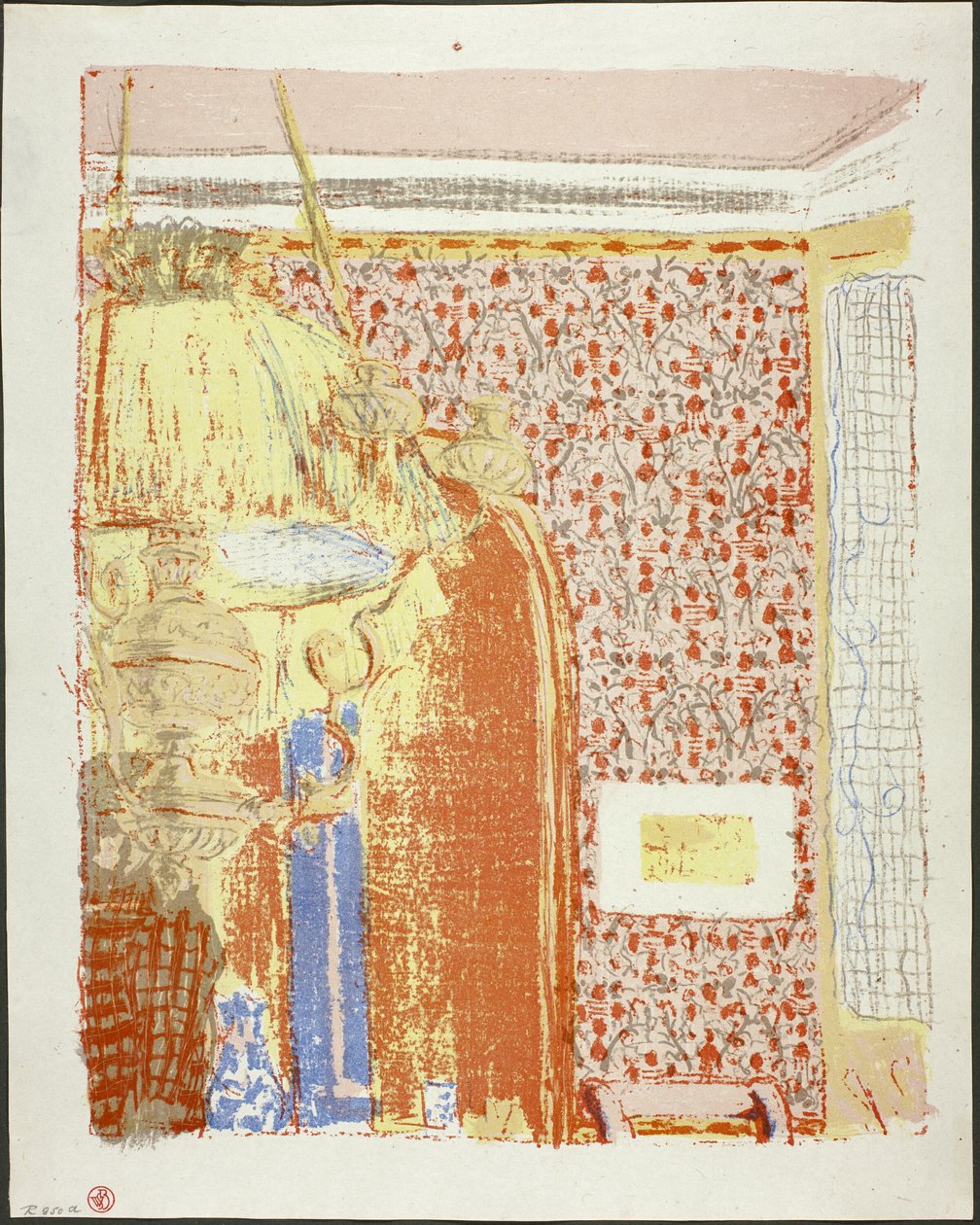 Interieur met roze behang II, plaat zes uit Landschappen en interieurs door Édouard Jean Vuillard