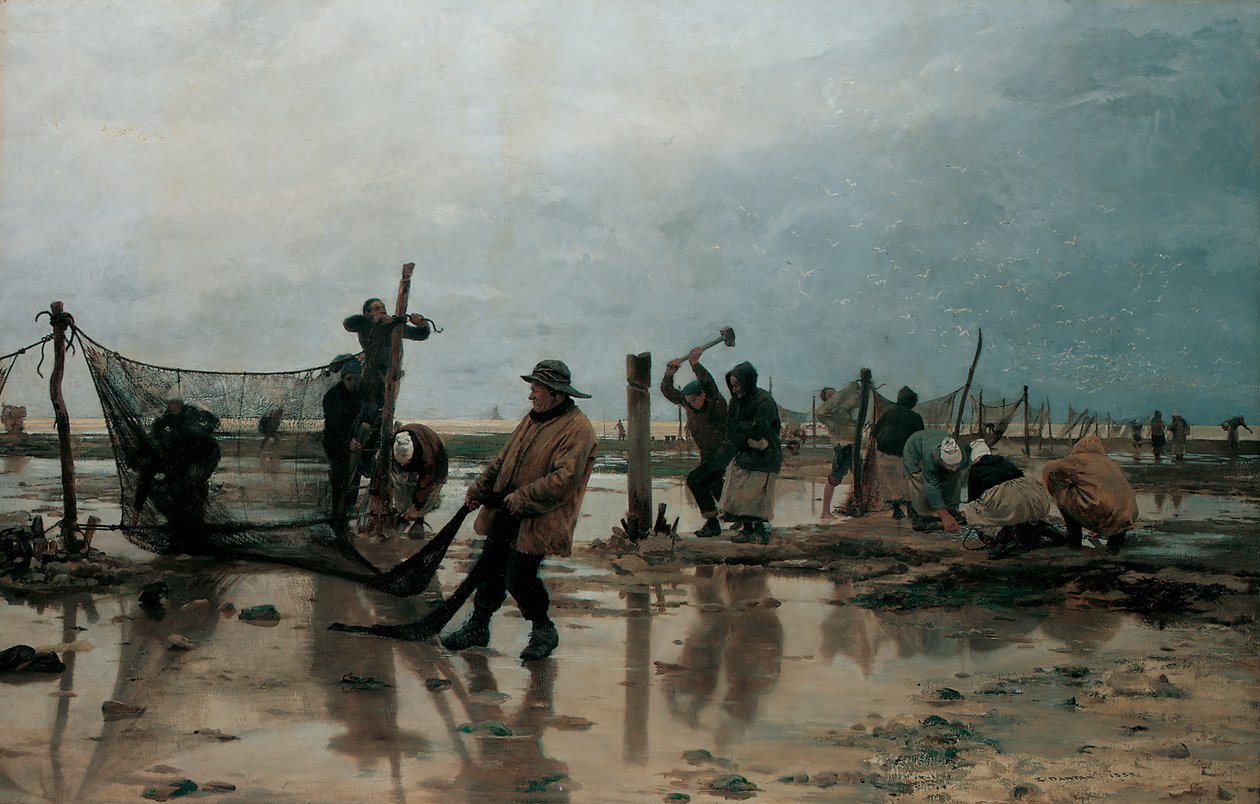 Netten vastmaken, 1885 door Edouard-Joseph Dantan