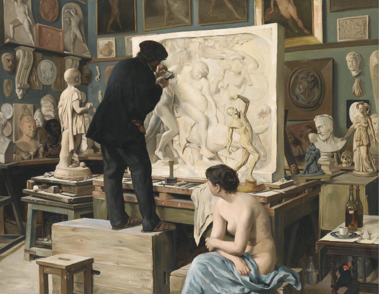 De studio van mijn vader door Edouard Joseph Dantan