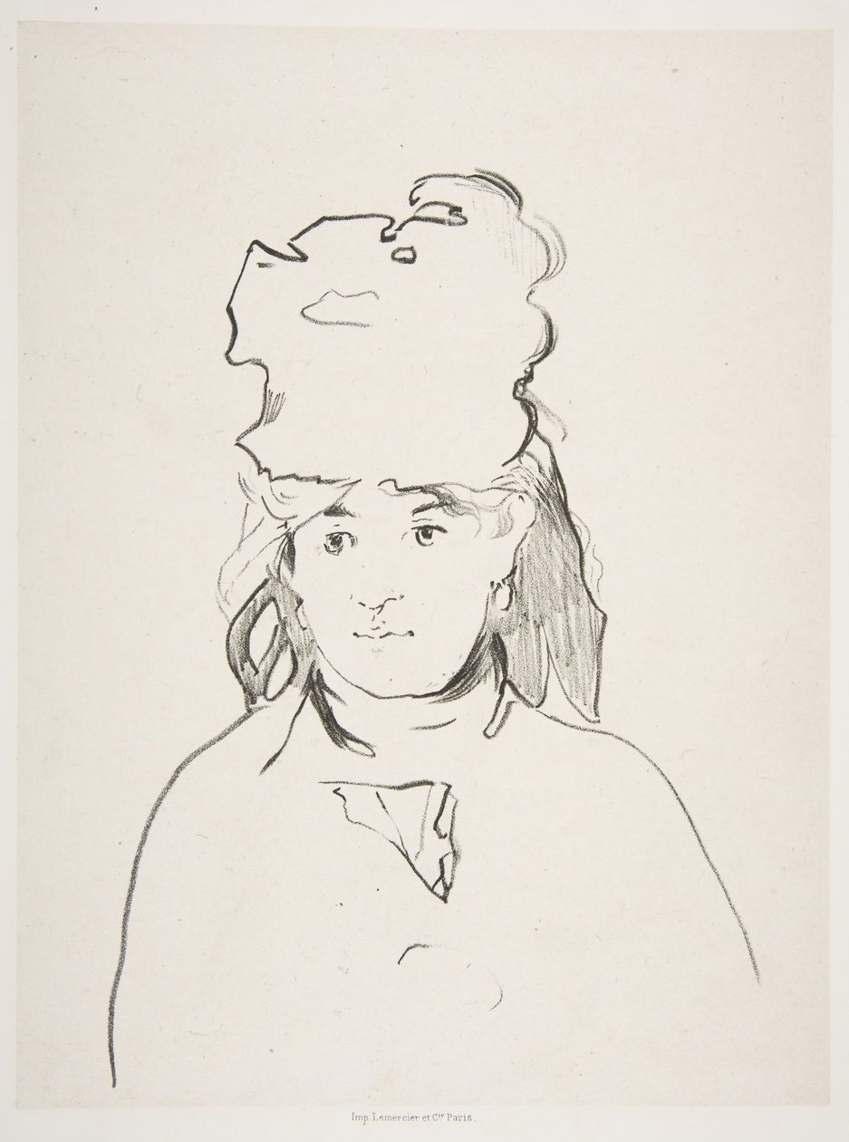 Berthe Morisot in silhouet, 1872-74, gepubliceerd 1884 door Édouard Manet