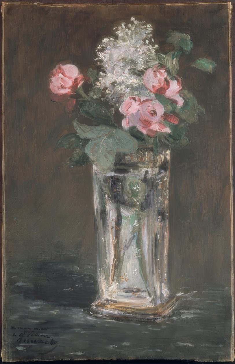 Bloemen in een kristallen vaas door Édouard Manet