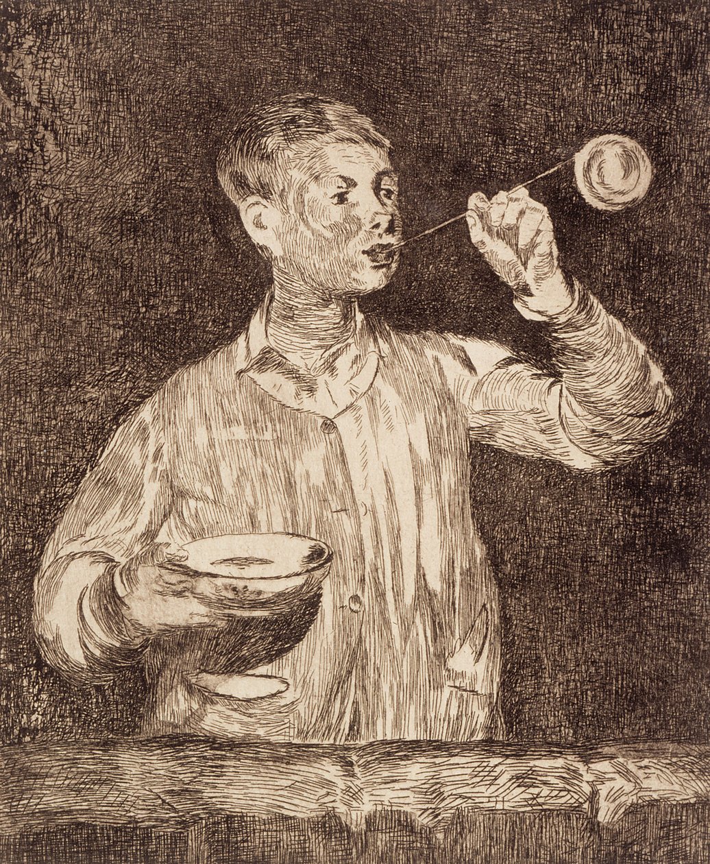 Jongen die zeepbellen blaast door Édouard Manet
