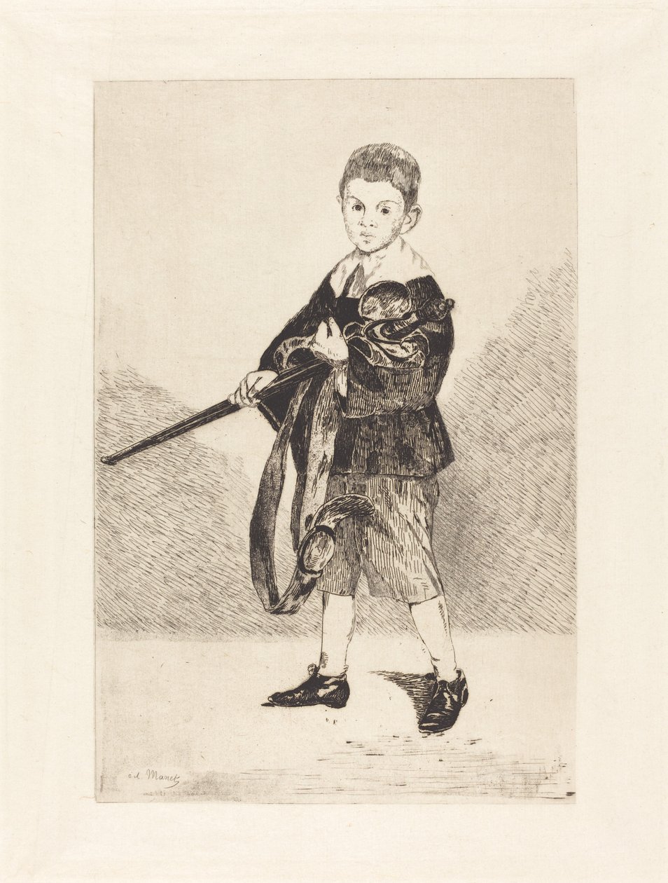 Kind met zwaard, naar links gedraaid door Édouard Manet