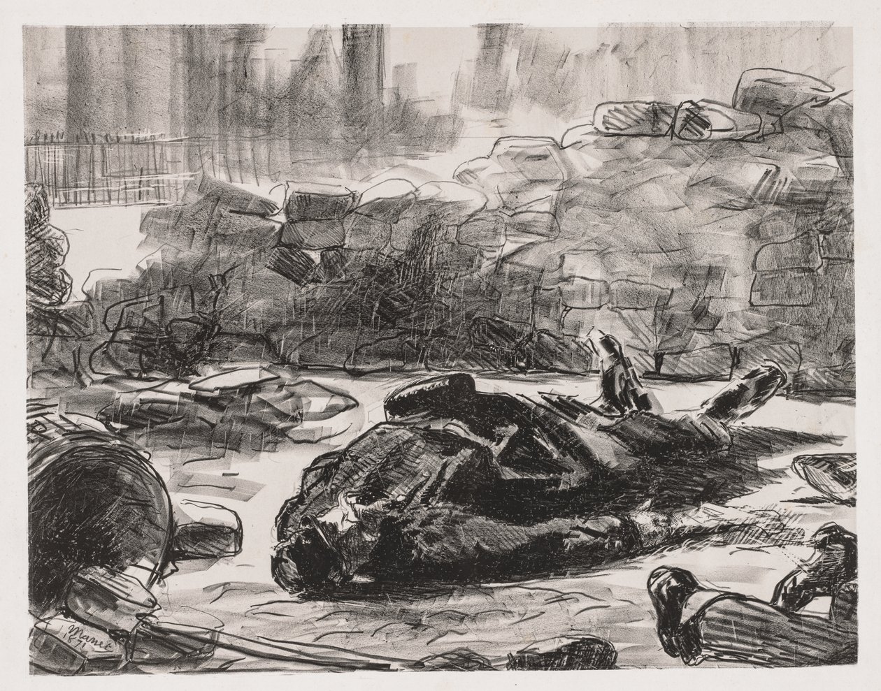 Burgeroorlog (Scène van de Commune van Parijs) door Édouard Manet