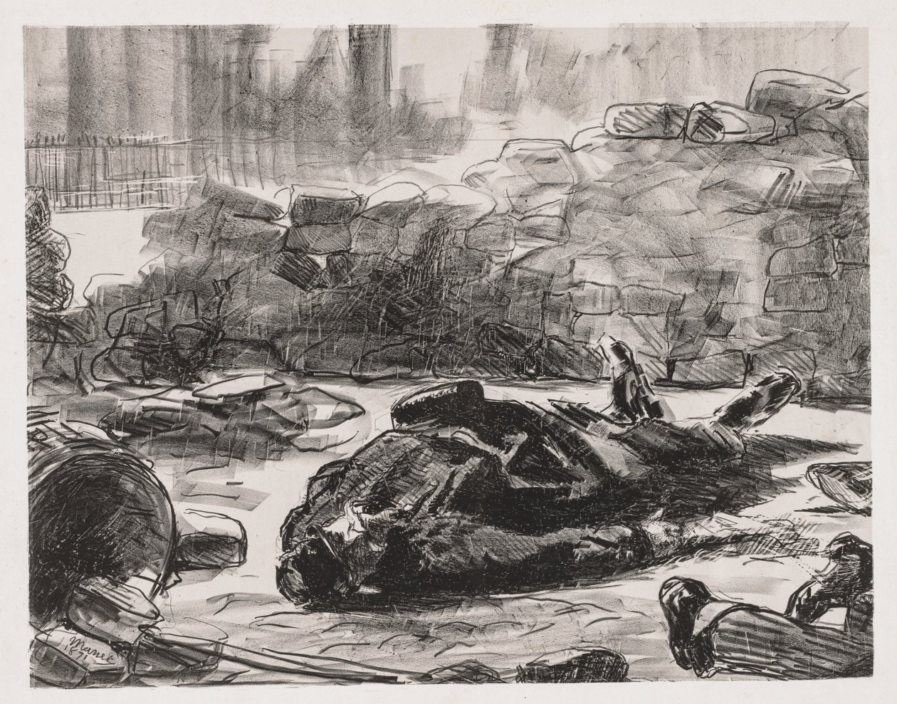 Burgeroorlogscène van de Commune van Parijs, 1871 door Édouard Manet
