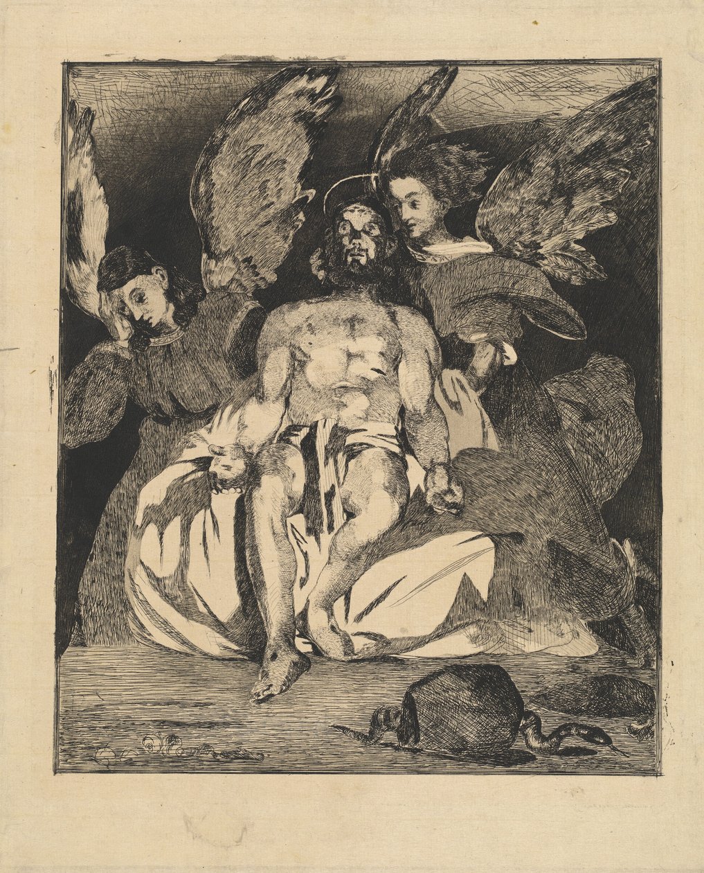 Dode Christus met engelen (Christ aux anges) door Édouard Manet