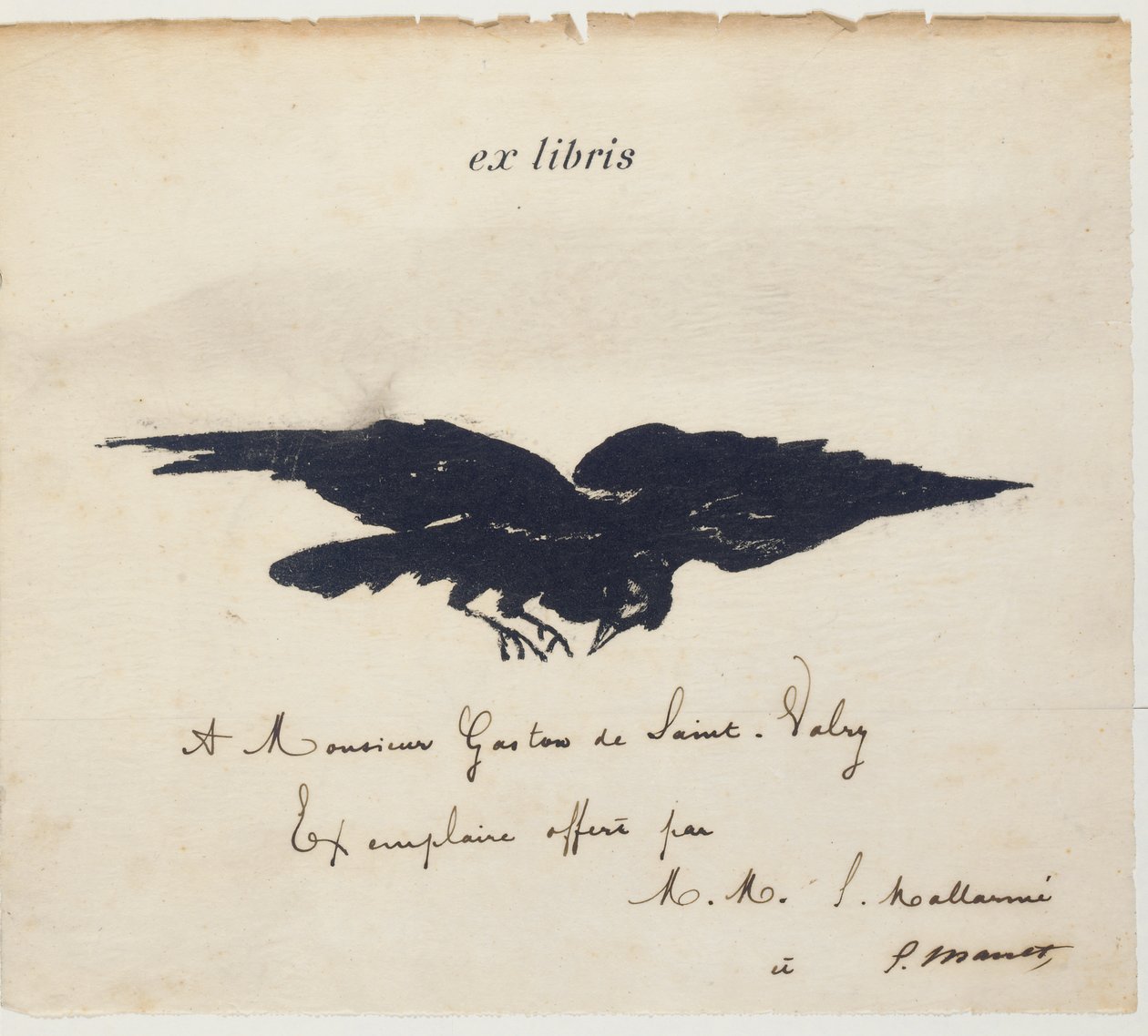 Ex-libris gelithografeerd door Edouard Manet ter illustratie: Edgar Allen POE. De raaf. Vertaling door Stéphane Mallarmé met illustraties door Edouard Manet door Édouard Manet