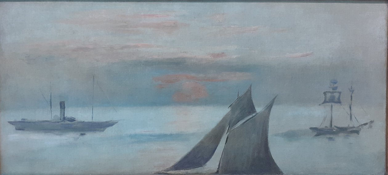Frans: Boten op zee, ondergaande zon door Édouard Manet