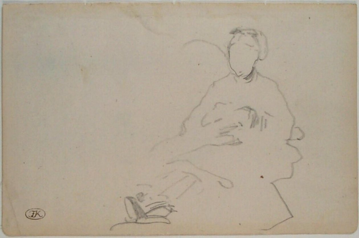 Manet - Schets van een zittende vrouw (blad uit een schetsboek), circa 1864-1868 door Édouard Manet