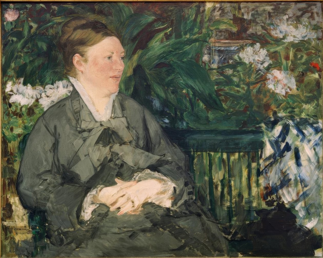 Portret van Madame Manet in de kas door Édouard Manet