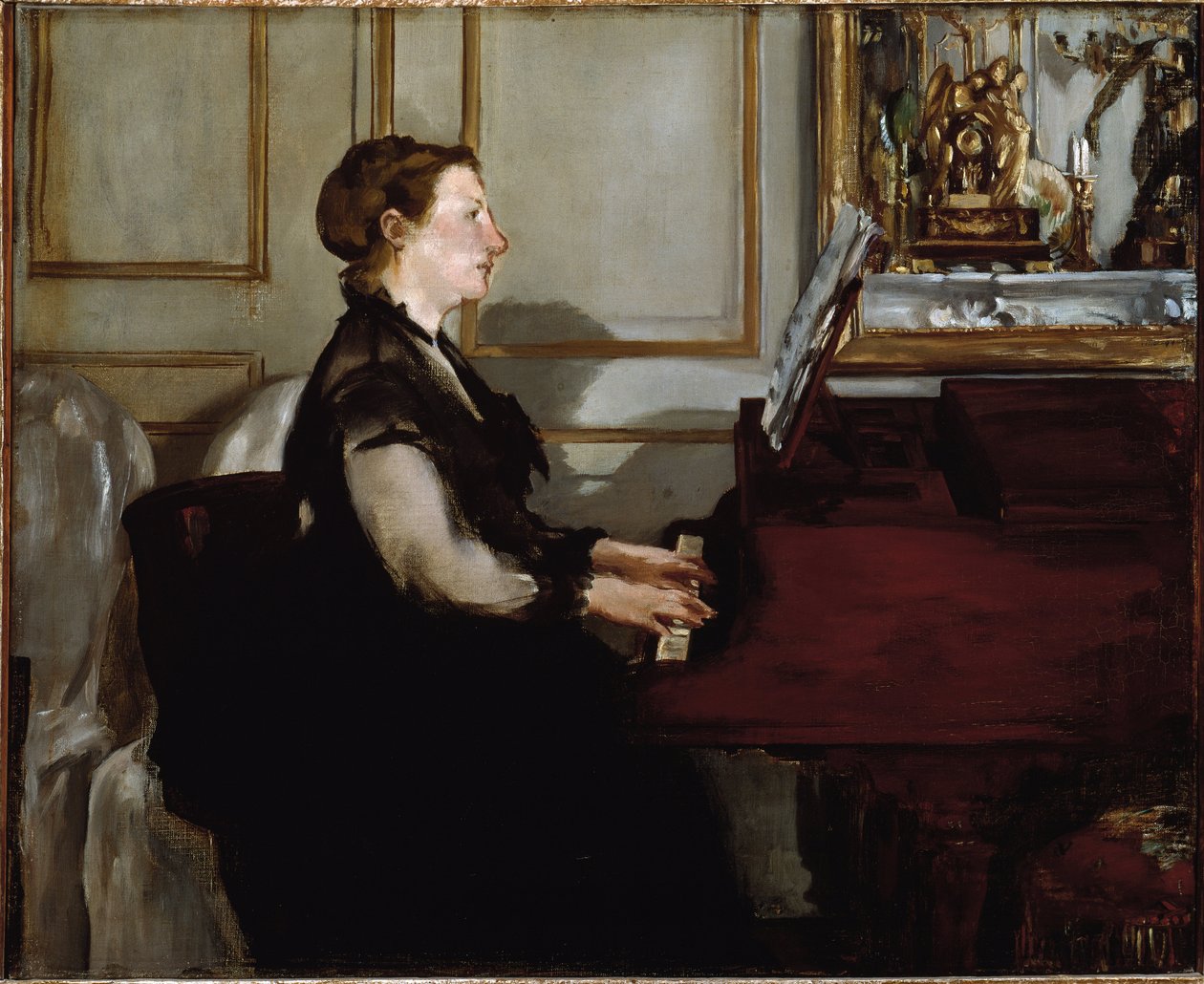 Portret van Madame Manet (Suzanne Leenhoff) aan de piano door Édouard Manet