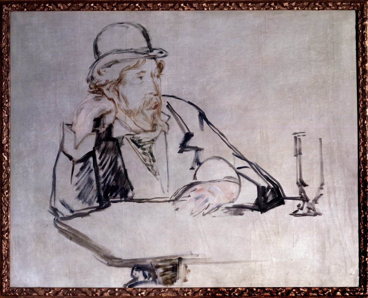 Portret van de Ierse romanschrijver Georges Moore (1852-1933) in het café door Édouard Manet