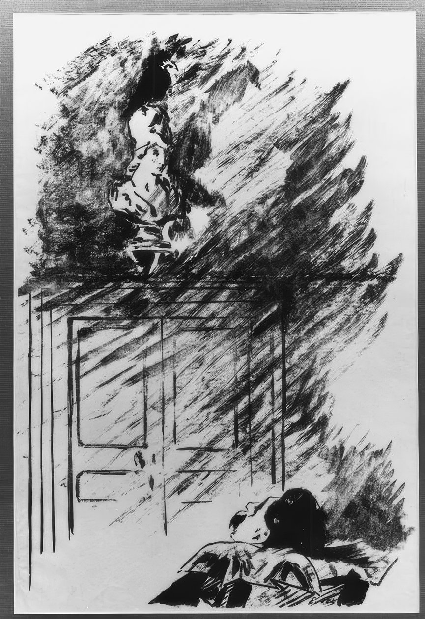 Ga zitten op de Pallas-buste... door Édouard Manet