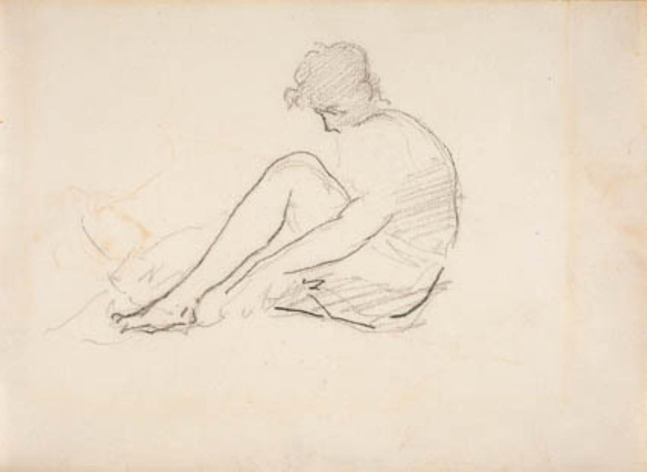 Zittende vrouw (Een lichte schets van een mannenhoofd) door Édouard Manet
