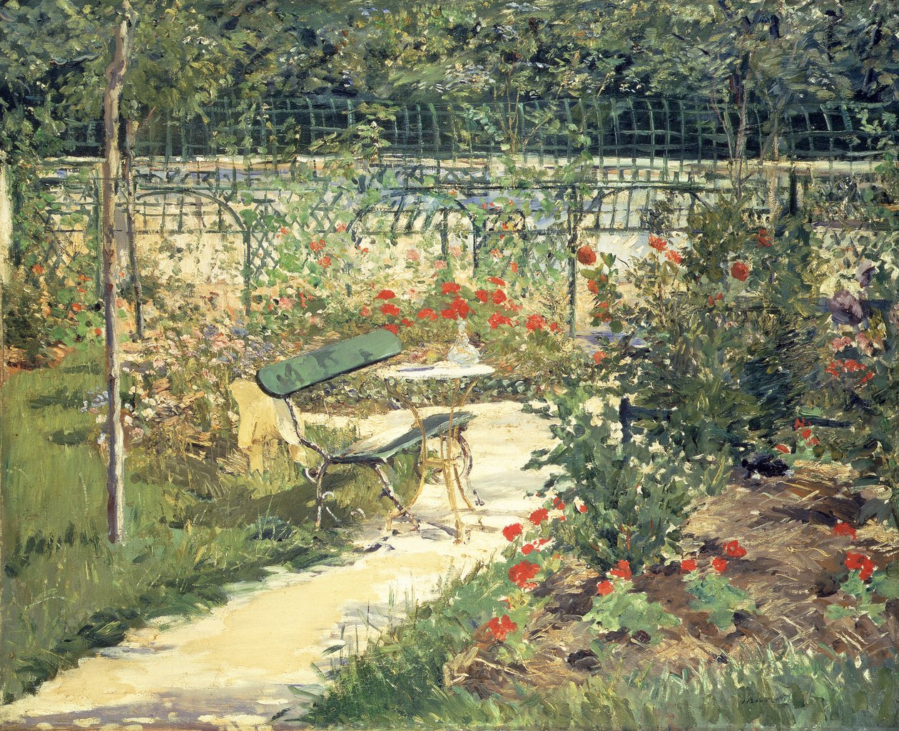 De Bank in de Tuin van Versailles, 1881 door Édouard Manet