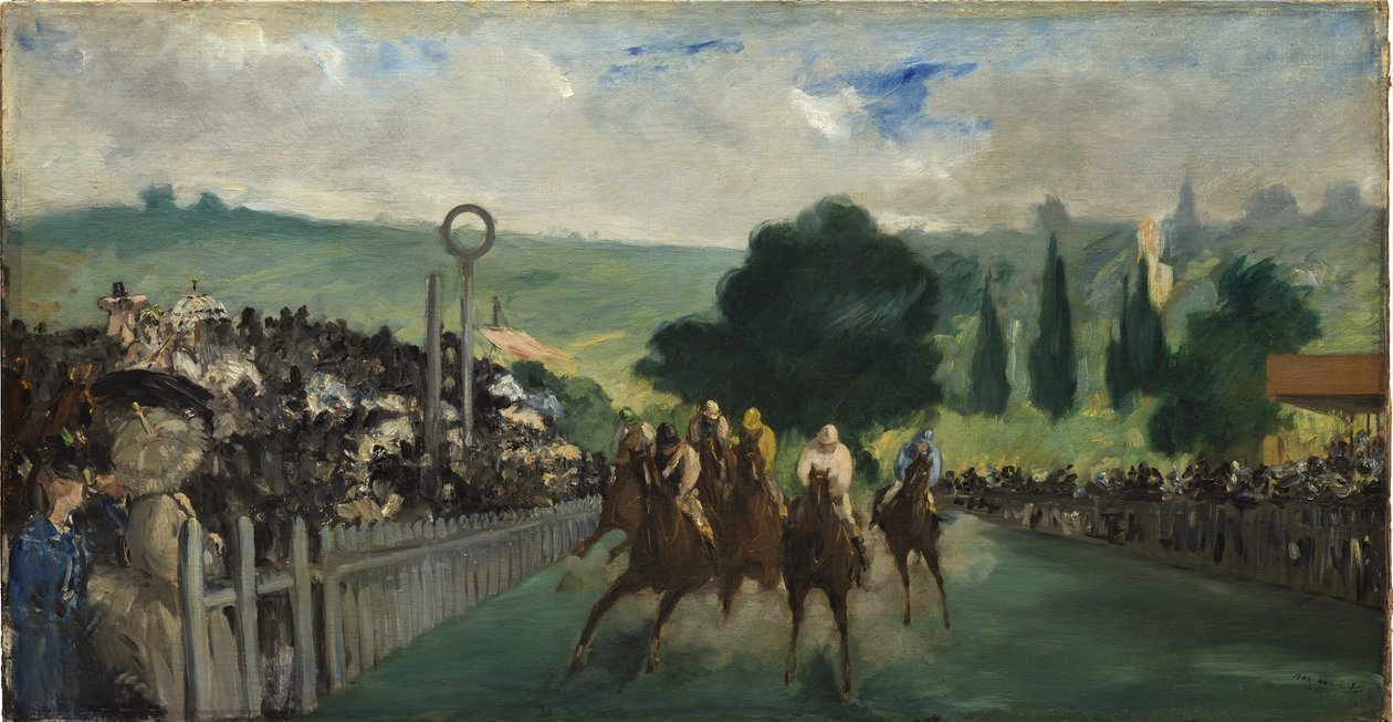 De races in Longchamp, 1866 door Édouard Manet
