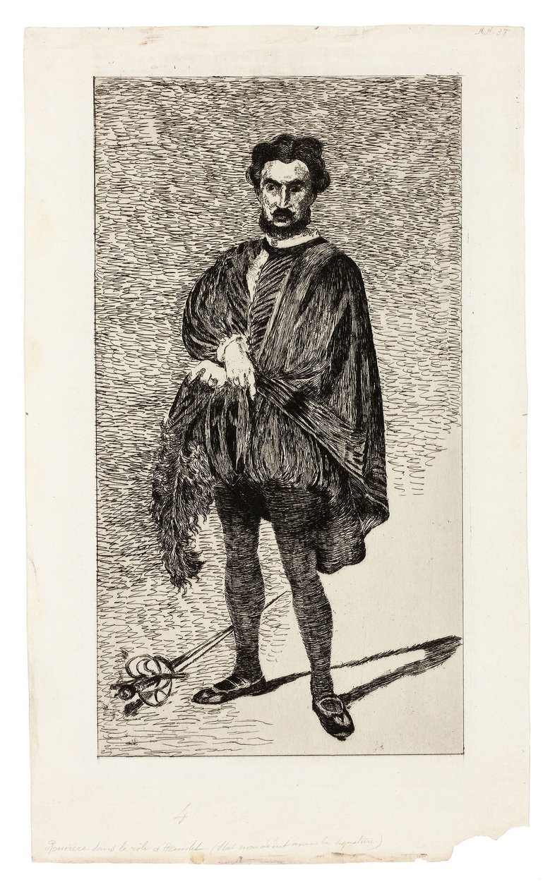 De tragische acteur (Rouvière in de rol van Hamlet) door Édouard Manet