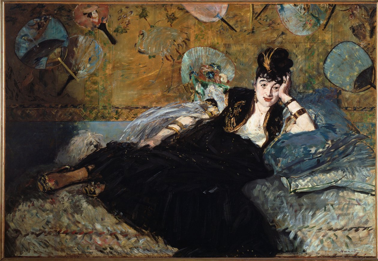 De dame met de waaiers, Nina de Callias door Édouard Manet