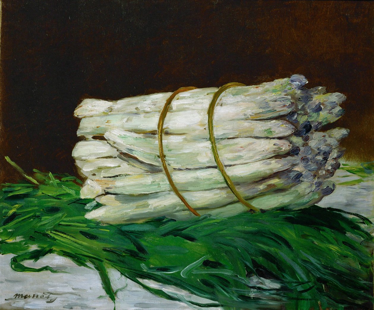 Een bos asperges (olieverf op doek) door Edouard Manet