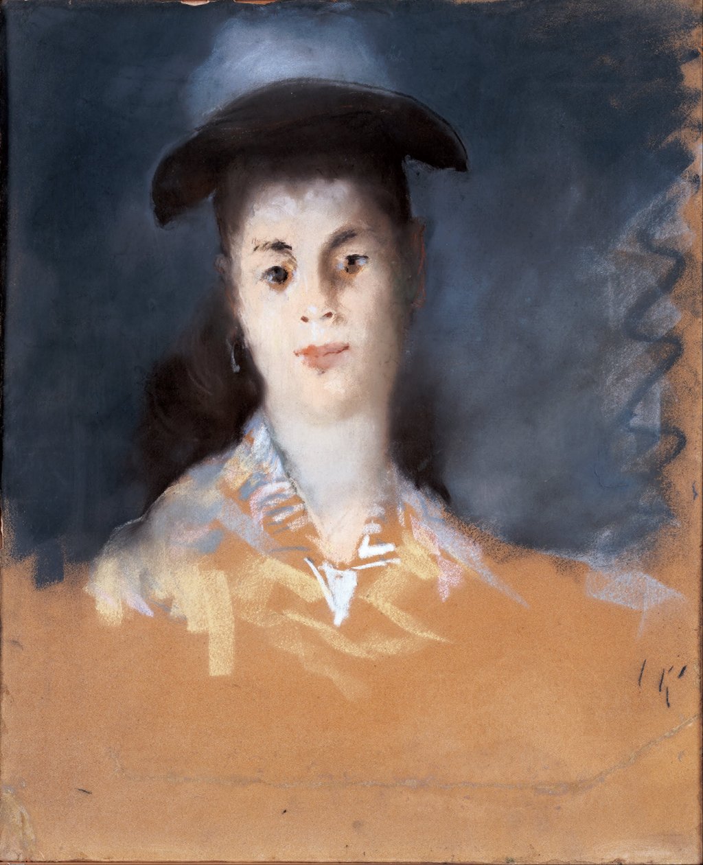 Vrouw met een hoed van zijdegazen stof door Édouard Manet