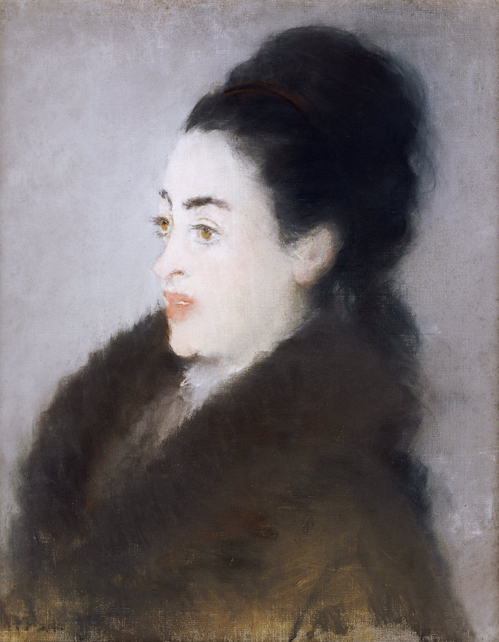 Vrouw in een Bontjas in Profiel, 1879 door Édouard Manet