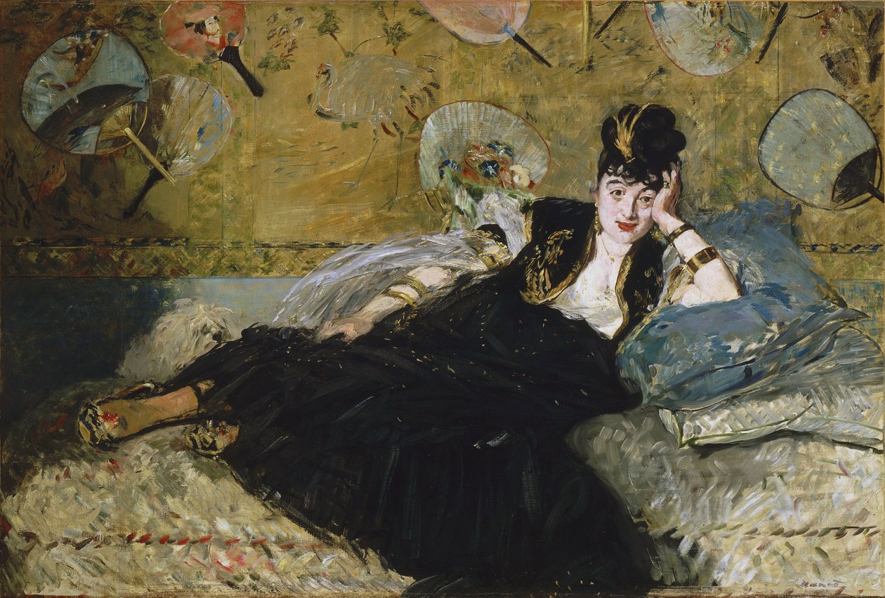 Frans:  La dame aux éventails Vrouw met fans door Édouard Manet
