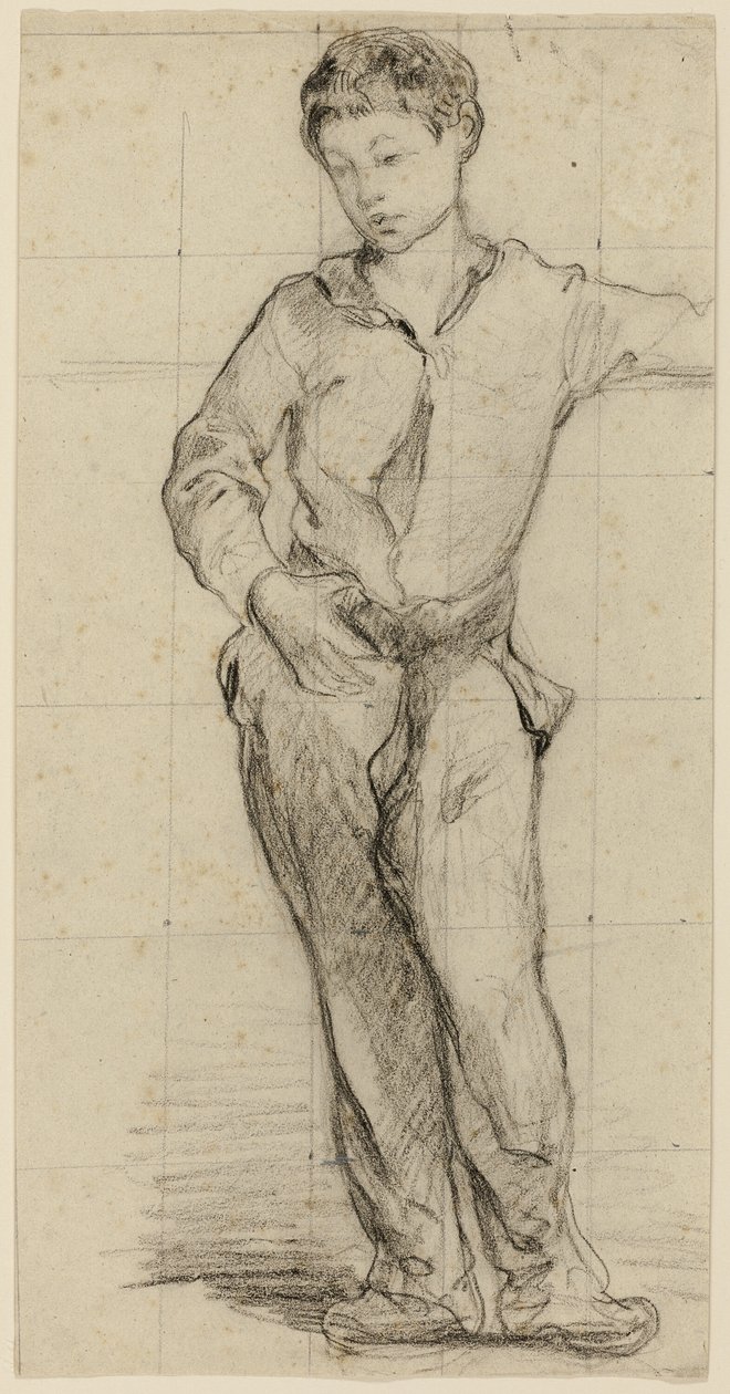 Jonge man staand (Léon Leenhoff) (recto); Schets van staande jongen (verso) door Édouard Manet