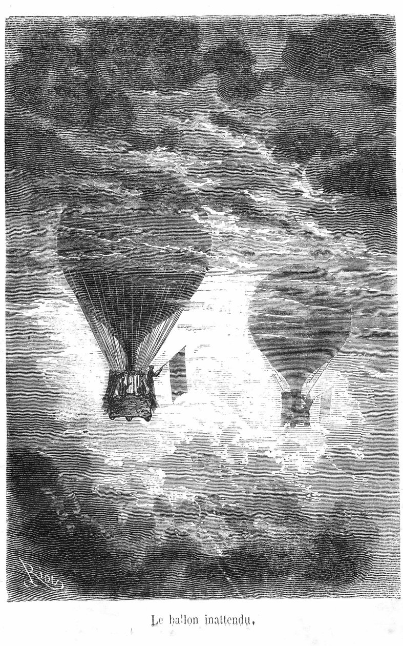 Tekening uit het boek van Jules Verne 