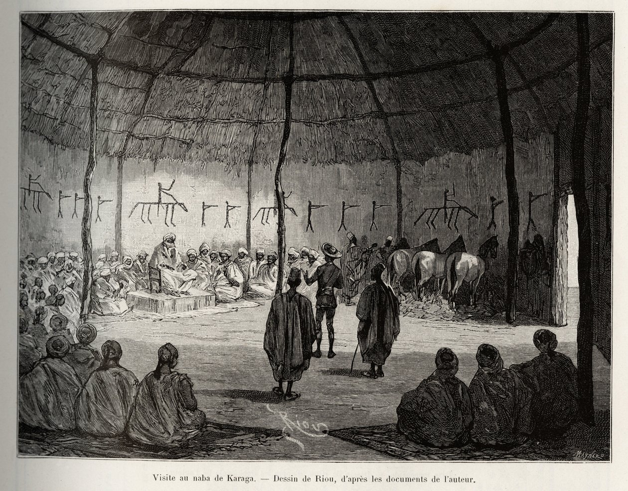 Bezoek aan de Naba van Karaga (Ghana). Gravure door Riou, ter illustratie van het verhaal 