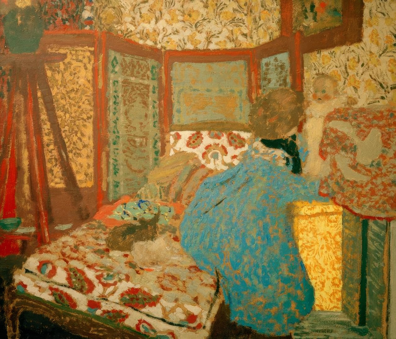 De blauwe dame met kind door Edouard Vuillard
