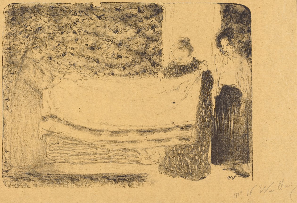 Das Wäschefalten door Edouard Vuillard