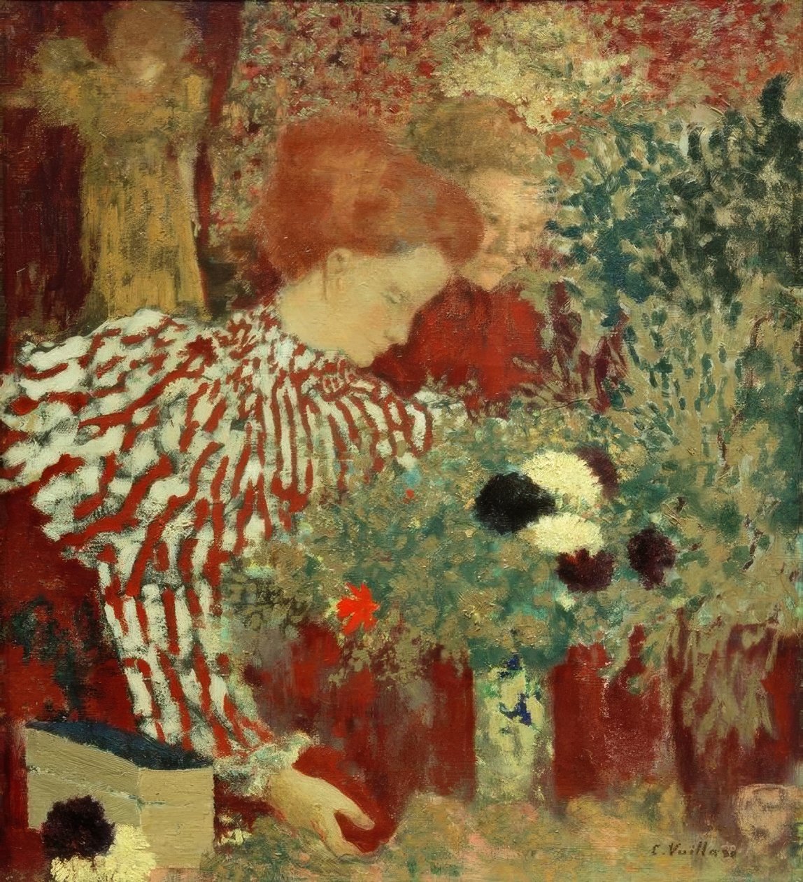 Vrouw in gestreepte jurk door Edouard Vuillard