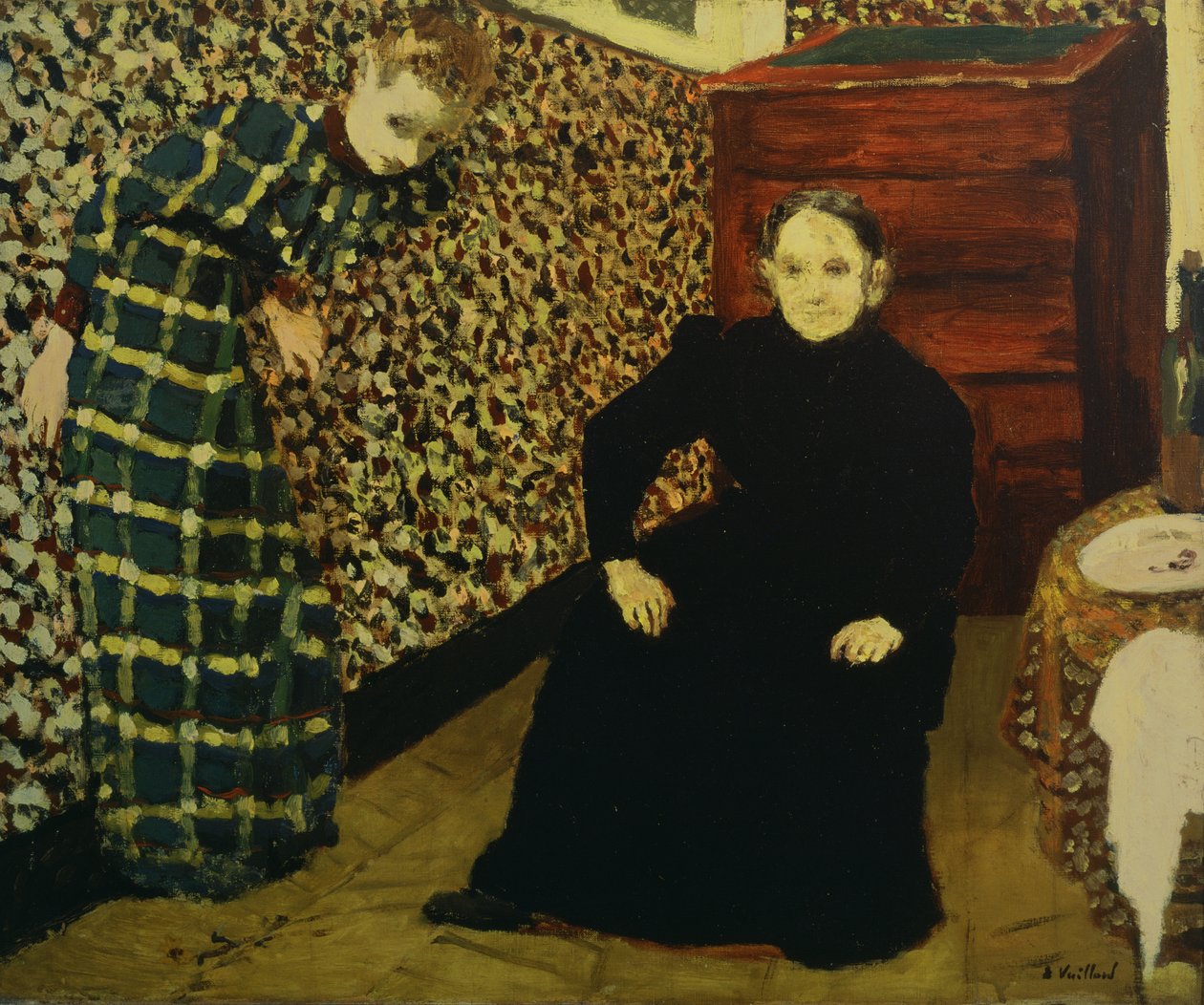 Interieur, moeder en zus van de kunstenaar door Edouard Vuillard