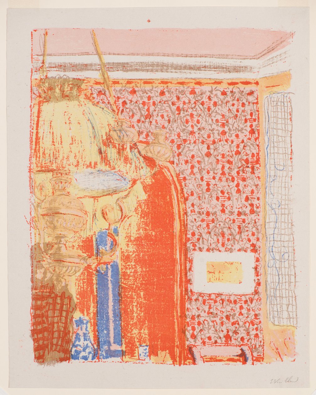 Landschaften und Innenräume: Innenraum mit rosa Tapete II door Edouard Vuillard