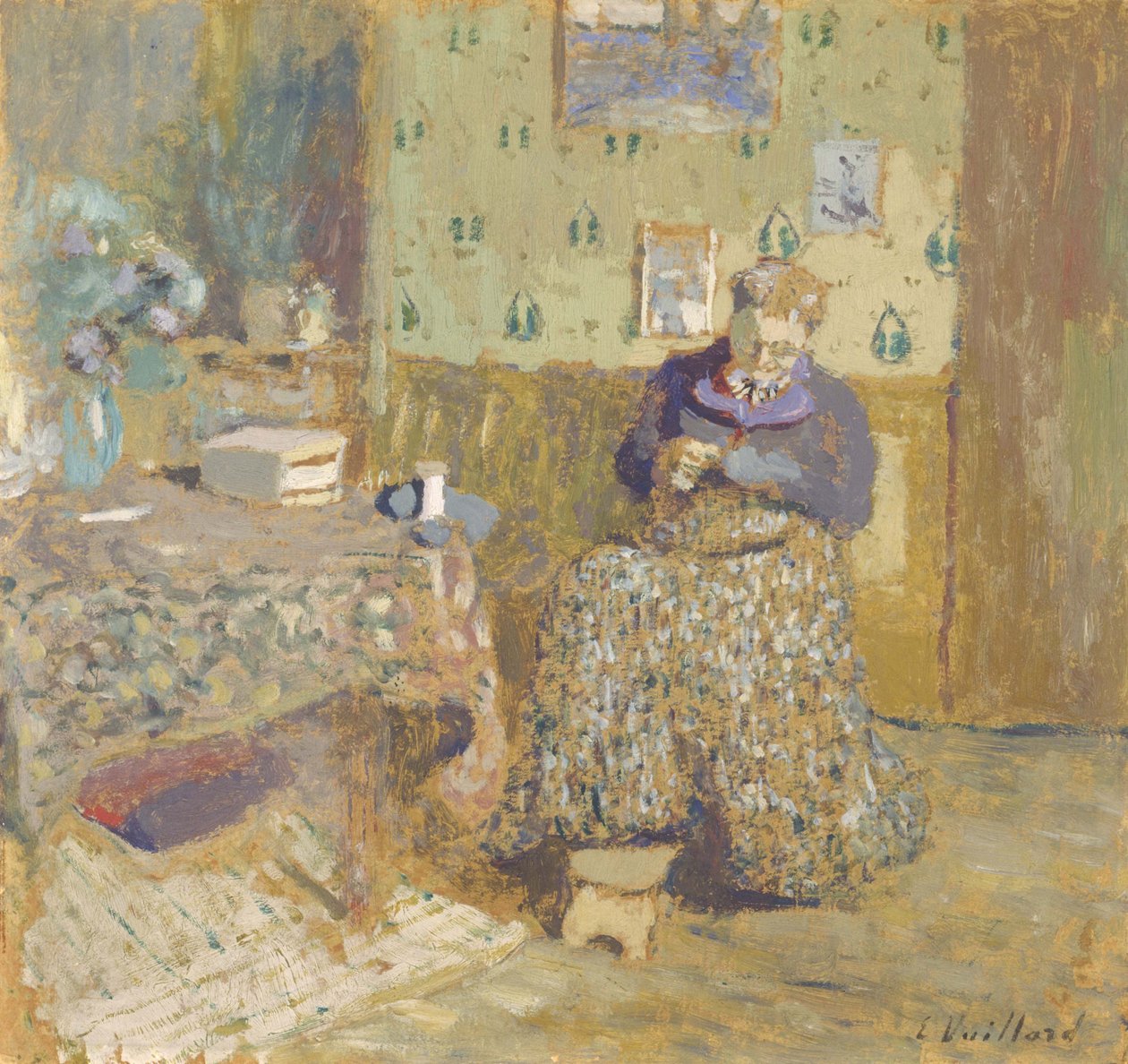 Madame Vuillard aan het naaien, 1920 door Edouard Vuillard